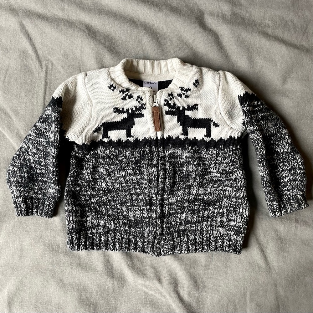 Carter’s 9 mo. Reindeer Sweater in black and white